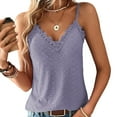 thumbnail image 2 of Women's Camisole Tank Tops Lace Elegant Solid Color With Floral Embroidery Blouse For Ladies Summer Sleeveless Tops, 2 of 8