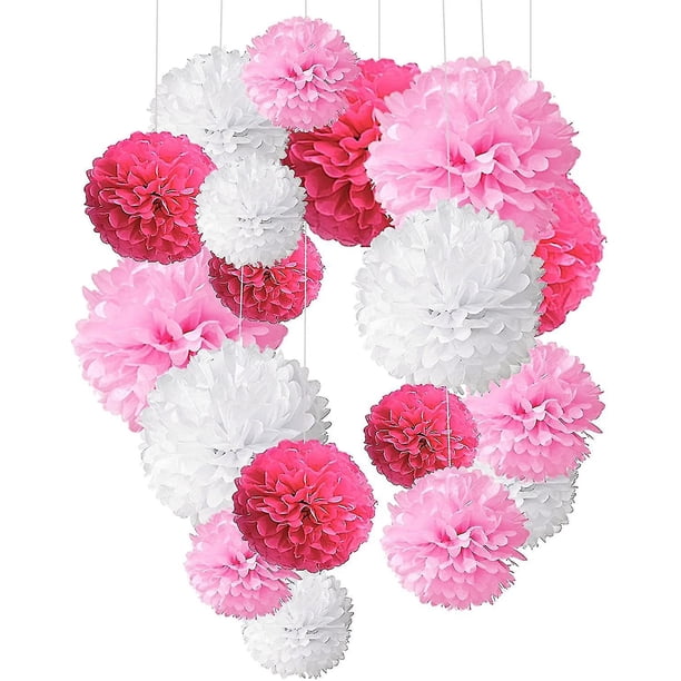 Paquete de 18, flor de pompón azul, juego de papel de decoración para fiestas