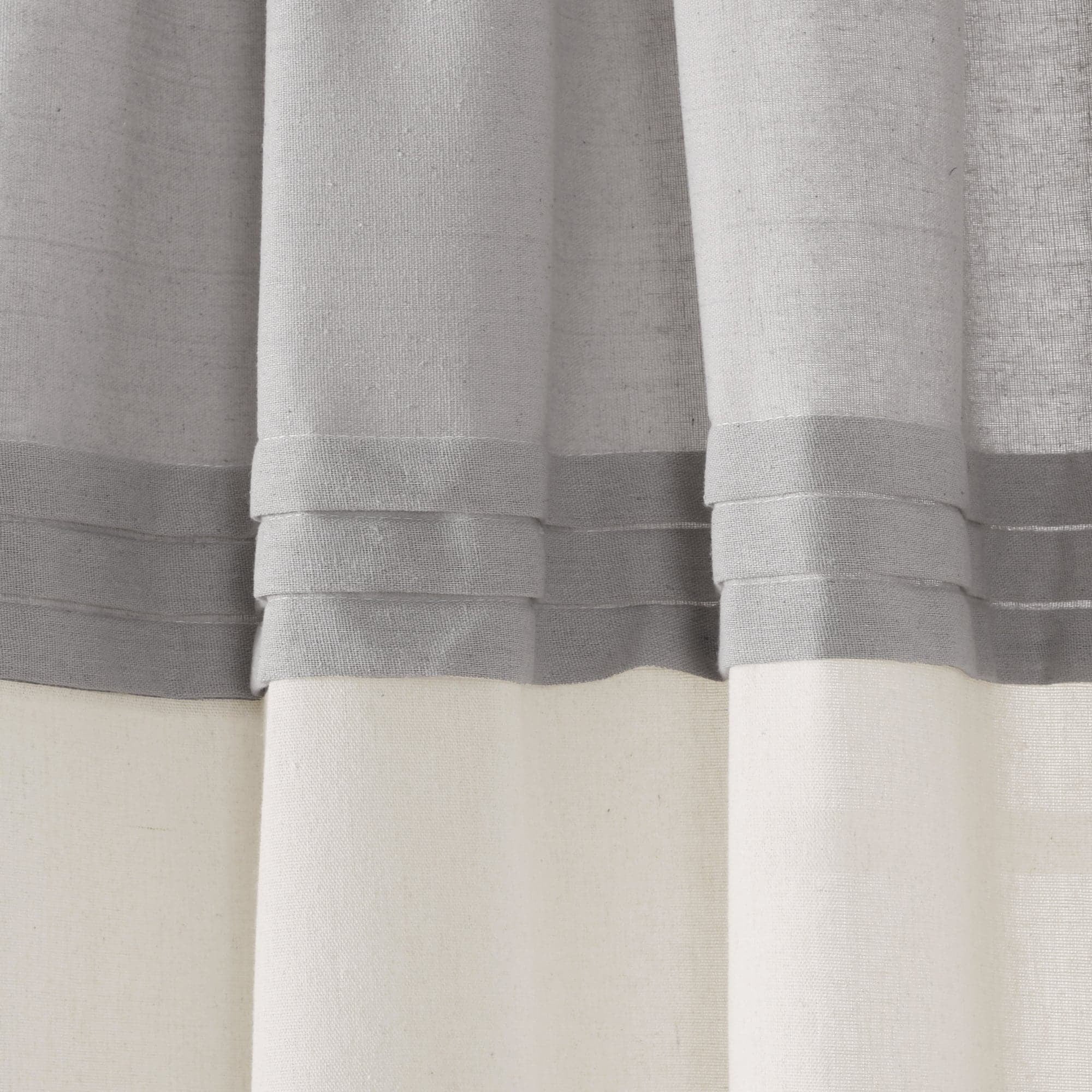 Lush Decor Farmhouse Fau X Linen Colorblock Pleated Single Window Curtain Panel - Blue/OffWhite - 40 X 84