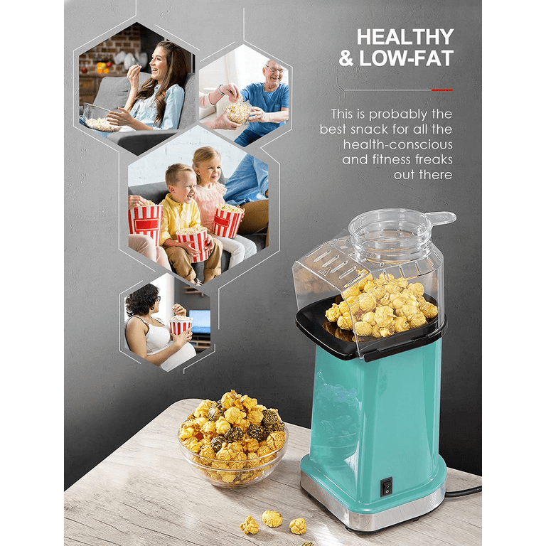 Quick and Healthy Hot Air Popcorn Machine - Aqua with Measuring Cup for  Easy Butter Melting Best Offer - iNeedTheBestOffer.com