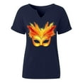 thumbnail image 5 of Craaazy Mardi Gras Shirts for Women Short Sleeve Casual Carnival Printed V-neck T-shirts Gifts, 5 of 6