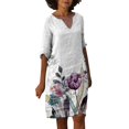 thumbnail image 1 of SMihono Robe Bohème d'Été pour Femmes Grande Taille Mode pour Femmes Col en V Manches Mi-Longues Robe Chandail Imprimée, 1 of 4