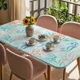 thumbnail image 3 of Teal Red Coastal Table Cloths for 3 Foot Rectangle Tables, Nautical Seahorse Beach Coral Starfish Patio Waterproof Elastic Fitted Tablecloths, Washable Rectangular Table Cover for Camping, 3 of 8