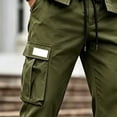 thumbnail image 4 of Mifsaly Mens Cargo Pants with Multi Pockets Elastic Waist Drawstring Utility Work Trousers Comfortable Relaxed Fit Outdoor Hiking Training Bottoms, 4 of 5
