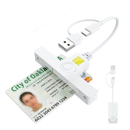 CAC Reader 2 in 1 Type C Dual Connector,DOD Military USB Common Access CAC Card Reader Type C USB Smart Card Reader Compatible with Windows,Mac OS Mini Fold Plug and Play