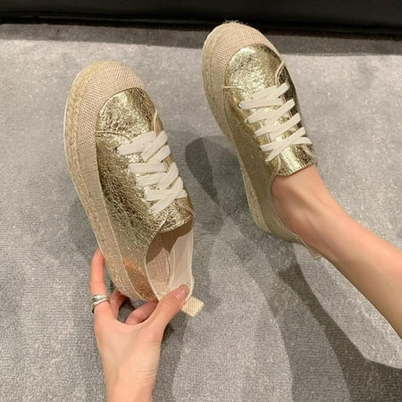 

Tdoqot Womens Platform Sandals- Dressy Summer Strappy Round Toe Sparkly Comfy Womens Sandals Gold Size 6.5