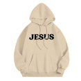 thumbnail image 5 of Women's 2 Piece Sweatsuits Long Sleeve Jesus Letter Print Christian Hooded Pullover Tops and Jogger Pant Casual Fall Comfy Fashion Tracksuit Sets, 5 of 6