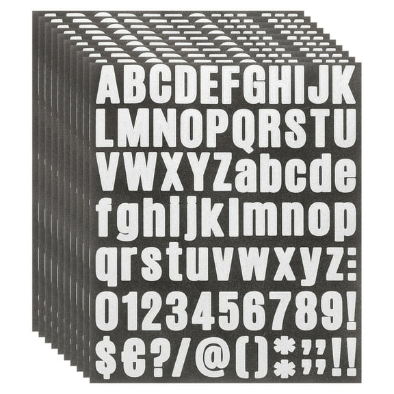 760Pack 10Sheet Glitter Letter Sticker Self-Adhesive Alphabet Sticker Silver Bold