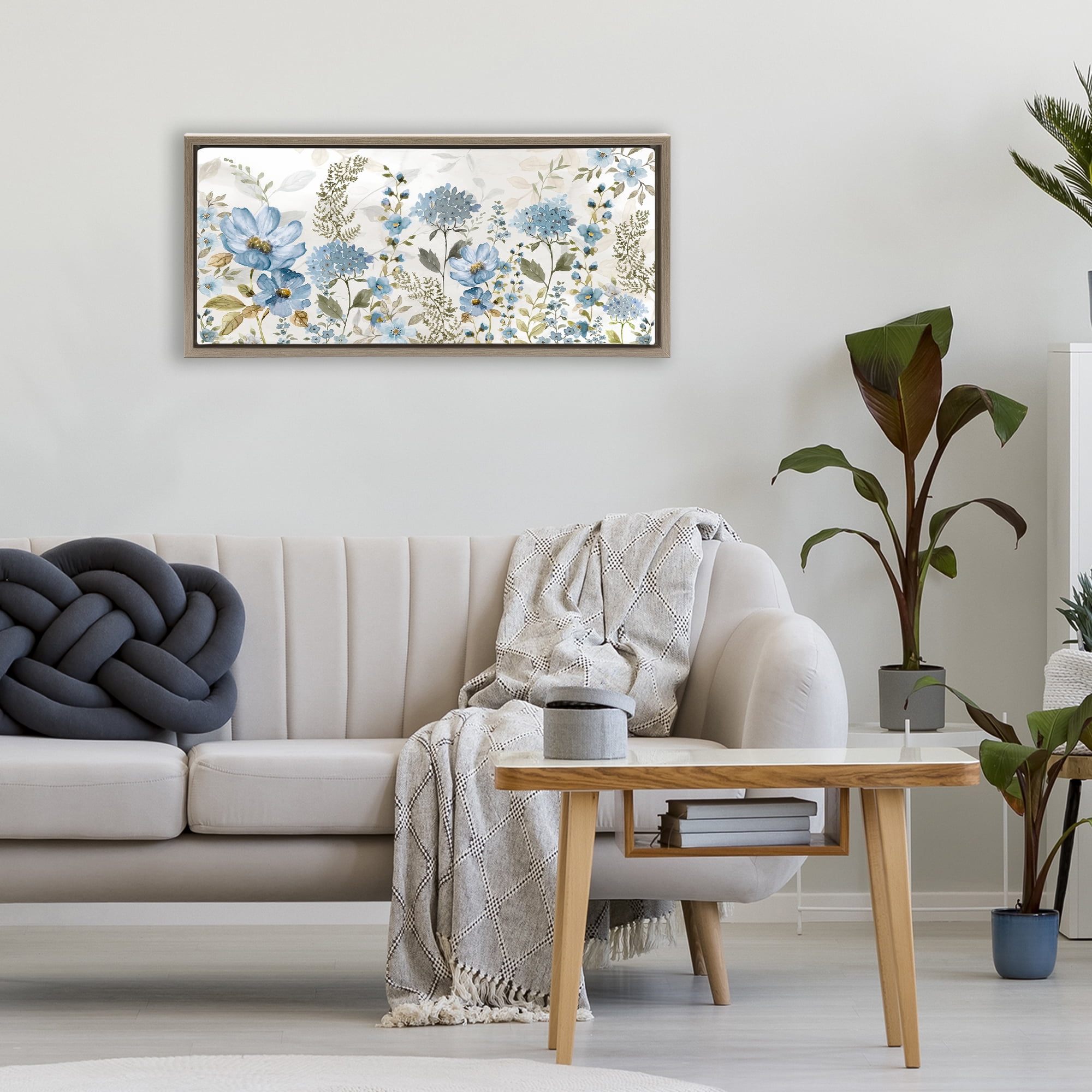Stupell Industries Subdued Meadow Foliage Brown Framed Floater Canvas Wall Art, design by Nan