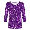 thumbnail image 4 of Sequin Tops for Women Trendy Causal 3/4 Sleeve Crewneck Sparkly Sequin Shirts Casual Dressy Glitter Blouses Loose Pullover L, 4 of 4