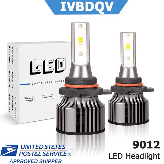Pair 9012/HIR2 LED Headlight High Low Beam Bulbs Replacement 6000K Bright White