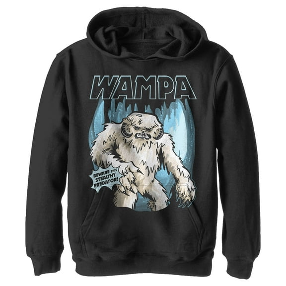 Boy's Star Wars Wampa Beware This Stealthy Predator Pull Over Hoodie Black X Large