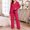 Hot Pink women's button down pajama set a1, variant on Cagogo Women's Button Down Pajama Set 2 Piece Long Sleeve Shirt and Pants Casual Collared Matching Lounge Sleepwear Solid Loose Fit Pjs Home Outfit, Hot Pink 2XL