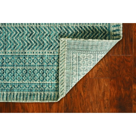 8' x 11' Teal Geometric Patterns Indoor Area Rug