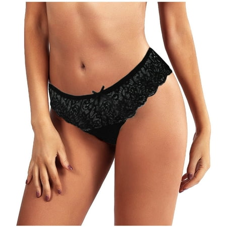 

Fatuov Womens Sexy Underwear Clearance Under $5 String Thongs for Women Lace Briefs Cotton Breathable Panties Black XL
