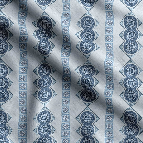 Soimoi Mandala Print, Silk Fabric, Decor Sewing Fabric by The Yard 42 Inch Wide,Decorative Fabric for Shirts Suits Ties, Blue