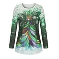 thumbnail image 4 of IROINID Chemises de Noël en Solde pour Femmes Blouse à Manches Longues Col Rond Imprimé, Blanc, 4 of 6