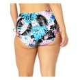 thumbnail image 2 of CALIFORNIA WAVES Women's White Tropical Print Stretch Cinched Lined Moderate Coverage Tie High Waisted Swimsuit Bottom 1X, 2 of 4