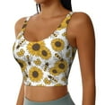 thumbnail image 2 of Vsdgher Sunflowers and Bees Print Women Sleeveless Athletic Tank Top Built-in Bra Camisole Sports Vest for Yoga Running Fitness Exercise with Removable Pads, 2 of 8