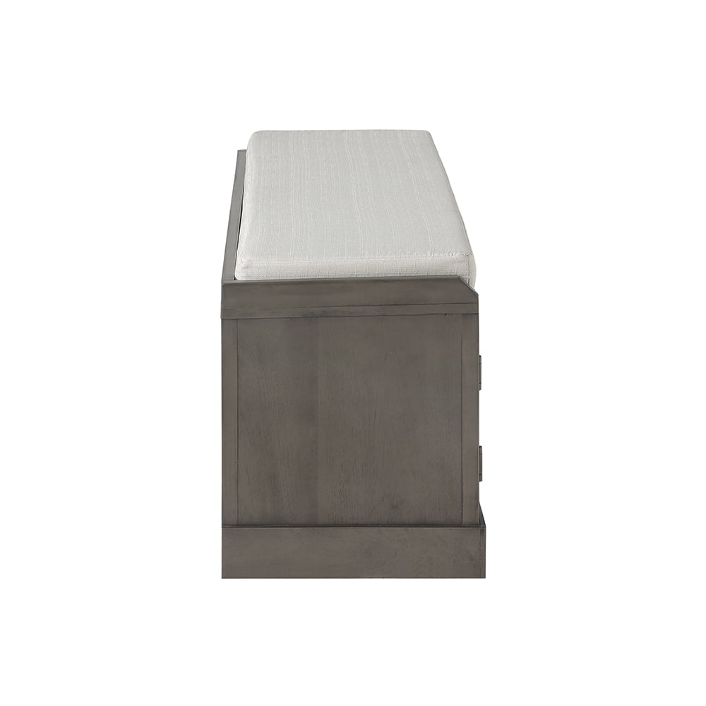 Lowestbest Wood Storage Bench with 2 Cabinets and 1 Basket for Entryway