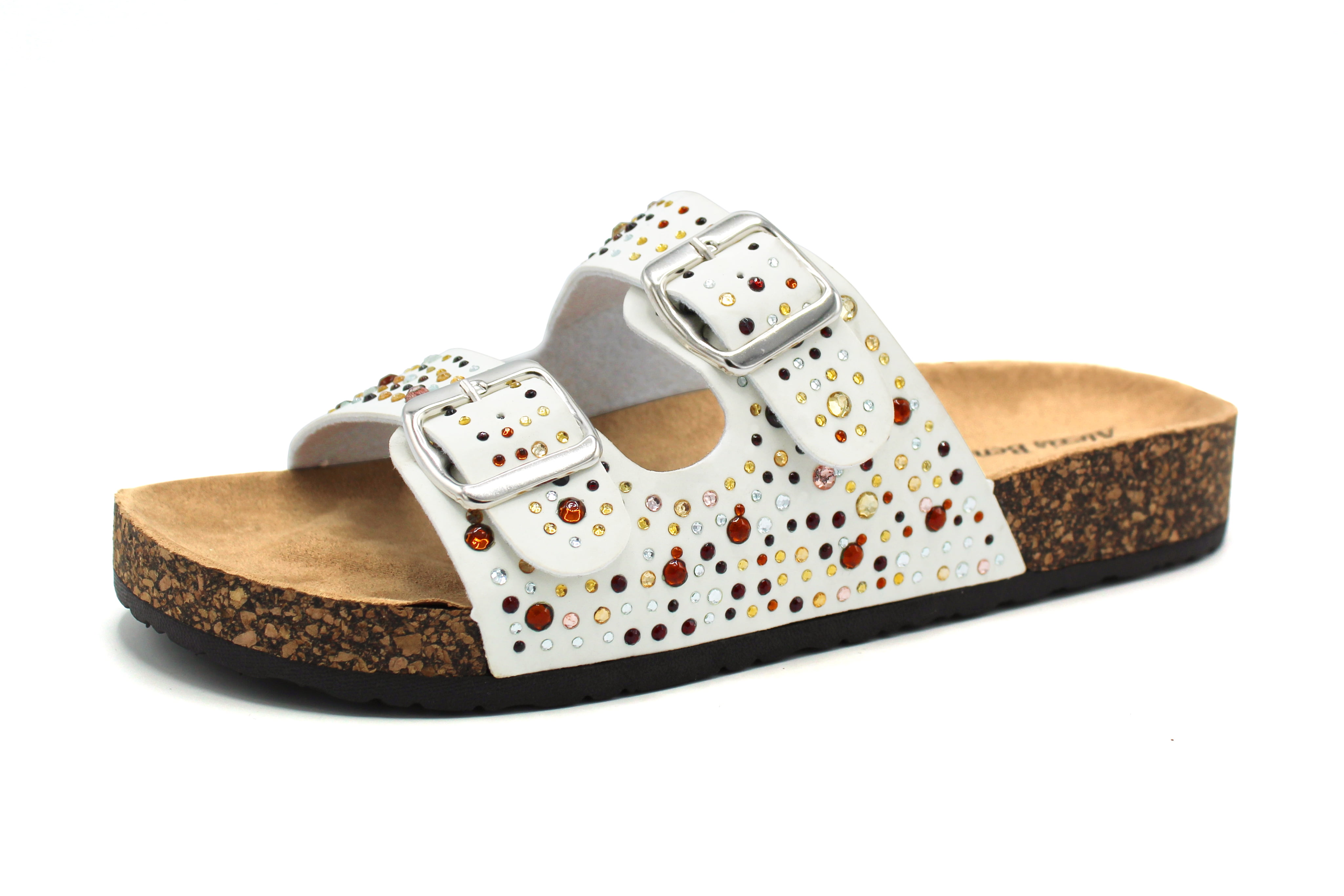 Mario Lopez - Mario Lopez Women Double Buckle Straps Sandals Flip Flop Platform Footbed Sandals 