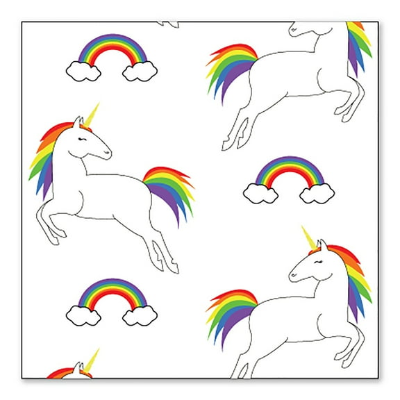 DistinctInk Custom Bumper Sticker - 10" x 10" Decorative Decal - White Background - Rainbows & Unicorns