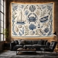 thumbnail image 6 of Blue Crab and Coastal Elements on Textured Background, Serene Vintage Illustration for Beach Lovers, Coastal Nautical Wall Art, Birthday Gift, Tapestry Wall Hanging for Bedroom and Living Room, 6 of 7