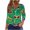 A22 Green, variant on Cadancy Womens Mardi Gras Shirt 3/4 Sleeve Pullover Henley Button V Neck Tunic Tops Casual Loose Trendy Rave Party Holiday Carnival Blouse
