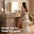 thumbnail image 6 of Leumius Velvet Ottoman,Upholstered Vanity Stool Chair,Sturdy Round Footstool for Makeup, Living Room, Bedroom, Entryway,Beige, 6 of 8