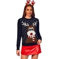 thumbnail image 1 of ALIREVERIE Chandails de Noël à Col Rond Drôles et Laids pour Femmes Manches Longues Tricotés Pull de Fête Élan TG, 1 of 7