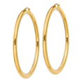 thumbnail image 2 of 14K Yellow Gold Polished 4mm x 65mm Tube Hoop Earrings, 2 of 3