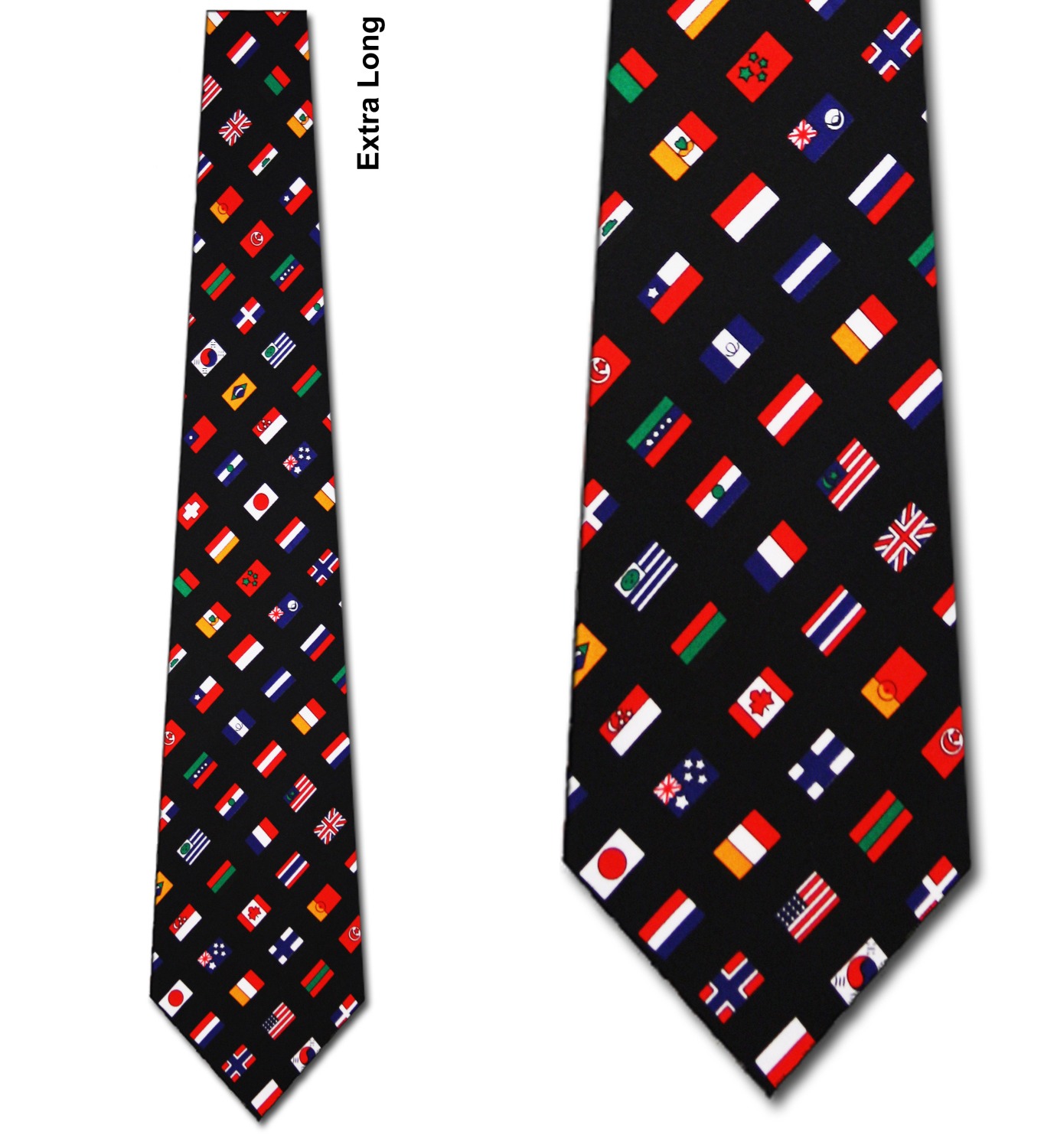 World Flag Diagonal Extra Long Necktie Mens Tie by