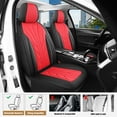 thumbnail image 4 of Caromop Red, Luxury Faux Leather & Fabric, Breathable 3D Foam, Armrest Covers,Airbag compatible,Front Seat Covers, 4 of 9