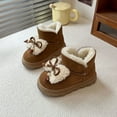 thumbnail image 2 of Quealent Baby Moccasins with Furry Fleece Rubber Soles Warm Snow Boots Leather Baby Shoes for Boys Girls Khaki for Size 9, 2 of 8