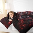 thumbnail image 4 of Manfei Horror Gothic Skeleton Bedding Comforter Set,Red Vintage Flower Twin Comforter Sets,Halloween Skull Bedding Set For Boys Girls,Luxury Bedroom Decor Reversible,2pcs, 4 of 8