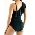 thumbnail image 6 of Women’s Ruffle One Shoulder Swimsuits One Piece Tummy Control Bathing Suit, Black, 6 of 7