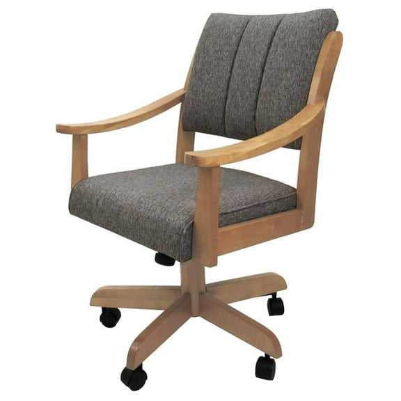Casa Solid Wood Dining Caster Chair - Mojave Gray - Natural