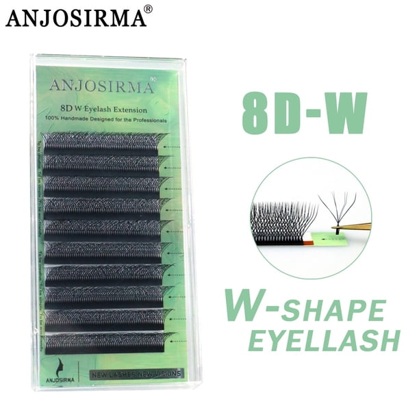ANJOSIRMA 8d Doble Cabeza Extensión De Pestañas En Forma De W 4d Prefabricado Ventilador Pelo De Visón Postizas
