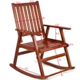 thumbnail image 3 of Costway Wood Rocking Chair Single Porch Rocker Indoor Outdoor Patio Furniture Natural, 3 of 9