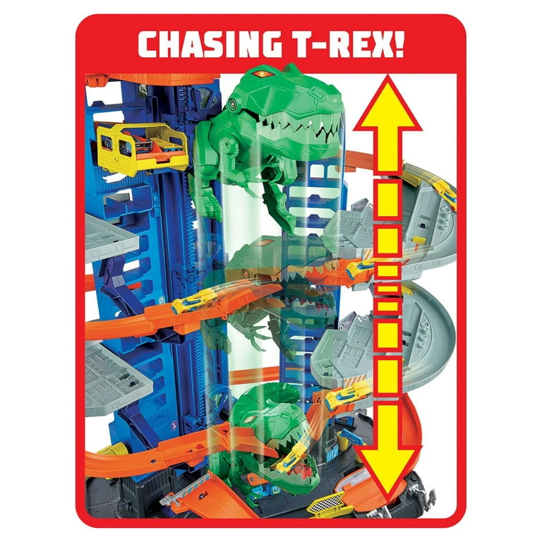 Super Dino Robot Garage Hot Wheels City Mattel défie le T-rex