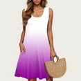 thumbnail image 2 of FRSASU Summer Dress for Women Fashion Gradient Colors Print Beach Dress Sleeveless Round Neck Knee Length Dress Purple XL, 2 of 5