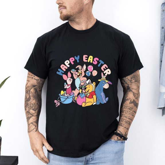 Happy Easter the Pooh T-Shirt - Easter-Inspired Winnie the Pooh Graphic Tee, for men & women, up to size 5XL.