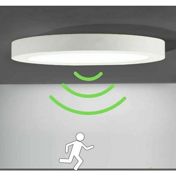 Lámpara de techo LED Lámpara de techo con sensor de movimiento Lámpara de luz automática para exterior Balcón Garaje Entrada Pasillo Luminaria redonda Fácil de instalar Lámpara de techo 6000K B