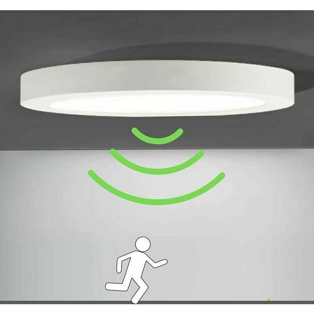 Lámpara de techo LED Lámpara de techo con sensor de movimiento Lámpara de luz automática para exterior Balcón Garaje Entrada Pasillo Luminaria redonda Fácil de instalar Lámpara de techo 6000K B