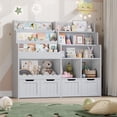thumbnail image 3 of Hiphuta 47"Wide Large Kids Bookcase, Wood Bookshelf Toy Storage Organizer with Book Rack & Movable Boxes, Gray Bookshelf for Kids Room, 3 of 7