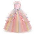 thumbnail image 1 of Vestido largo de actuación, vestido de malla colorido, vestido de princesa de actuación para niños con unicornio de Halloween, 1 of 6