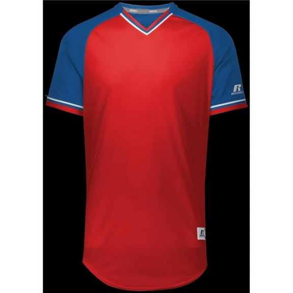 Russell R01X3M.05R.3XL Adult Classic V-Neck Jersey - True Red, Royal & White - 3XL