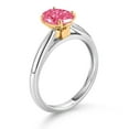 thumbnail image 3 of Gem Stone King 925 Sterling Silver and 10K Yellow Gold Fancy Pink Zirconia Solitaire Engagement Ring for Women (1.21 Cttw, Oval 8X6MM, Gemstone Birthstone, Size 5), 3 of 4