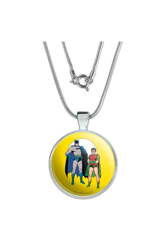 Batman and Robin 1" Pendant with Sterling Silver Plated Chain