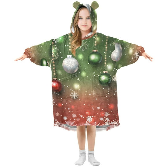 joogoo Wearable Blanket Hoodie Christmas Balls for Flannel Sherpa Pocket 3-14 YR M